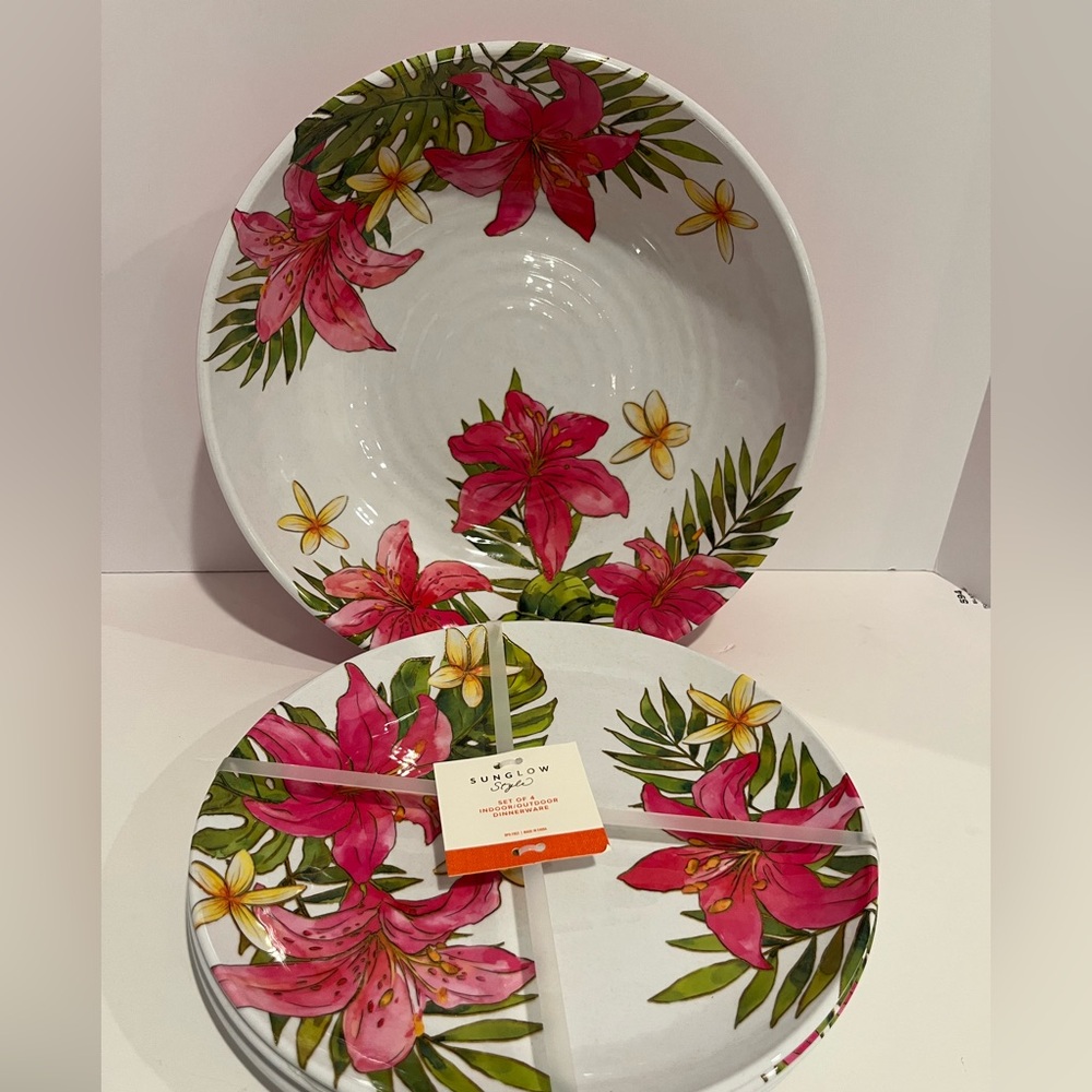 Indigo Tropical Floral Dinnerware Set